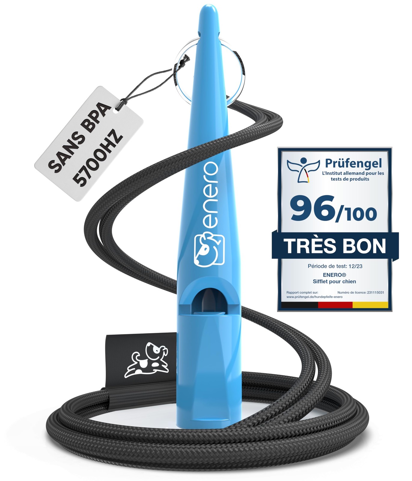 Sifflet pour chien avec cordon pour balades en forêt et éducation en plein air