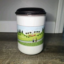 Villeroy & Boch Canister Design Naif Wood Lid Storage Utensils Church Scene