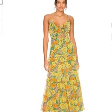 ASTR Brandy Floral Romantic Flowry Cinched Cutout Cami Summer Maxi Dress XL $148