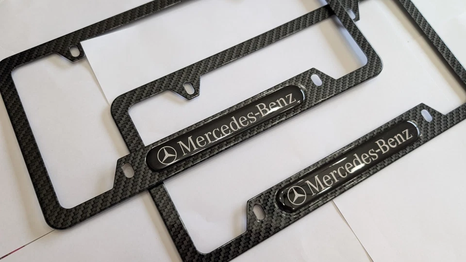 Mercedes Benz Plate Frame (Carbon Fiber) - 2 Pc Set For AMG Mercedes Car - Image 2 of 4