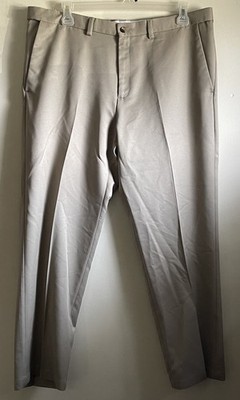 Haggar Pants Mens W38XL29 Tan Beige Straight Leg Flat Front