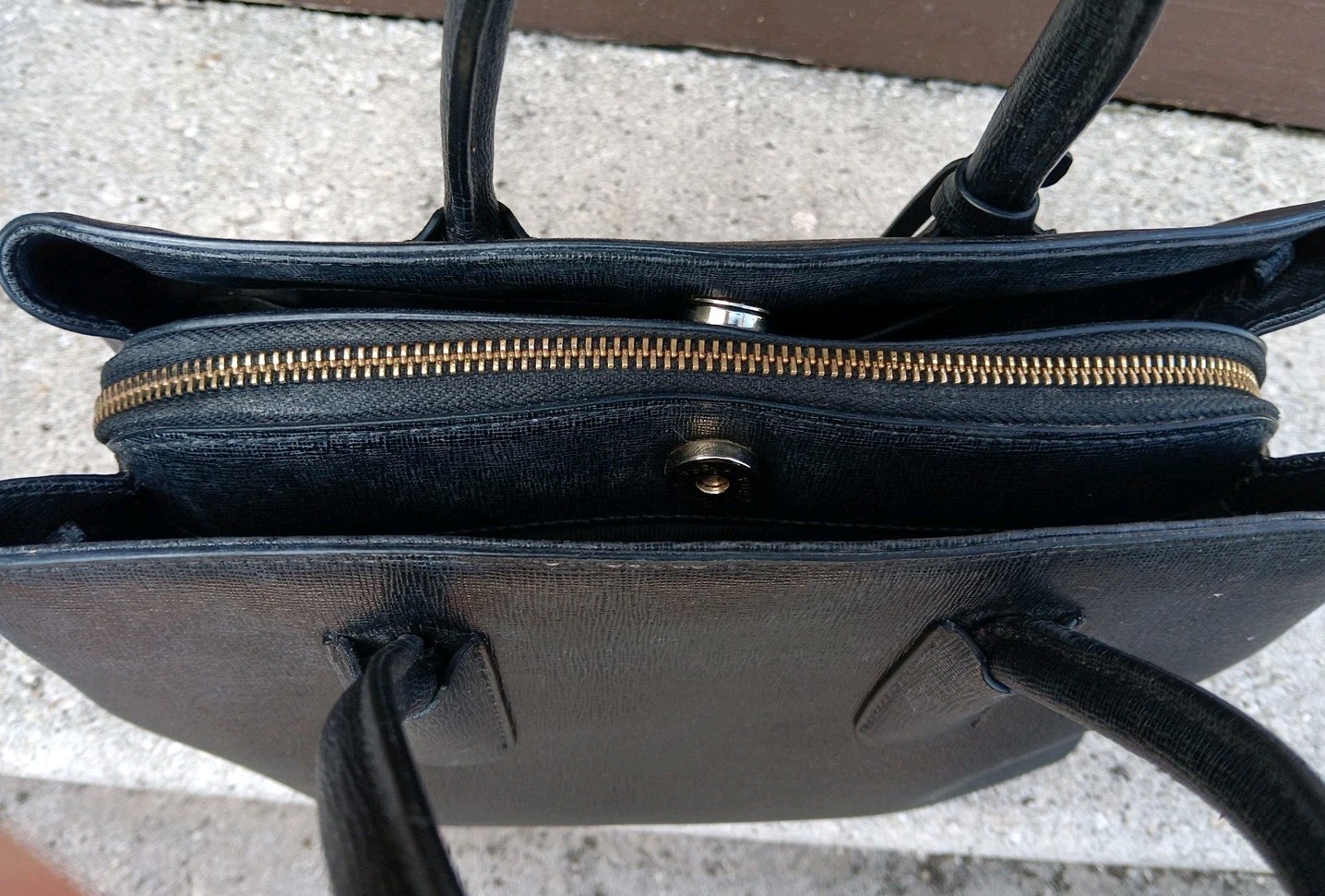 Furla Black Leather Multi-sectioned Zippered Tote… - image 7