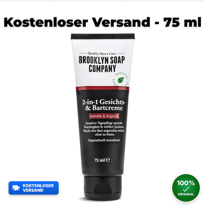 BROOKLYN SOAP Bartcreme 75ml 2-in-1 Pflege für weichen 3-Tage-Bart & weniger