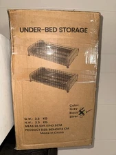 Under Bed Storage Containers 2 Pack Black Low Profile Organizer Open Box