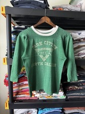Vintage 50s 60s Champion Running Man Dallas YMCA Football Jersey T Shirt Green