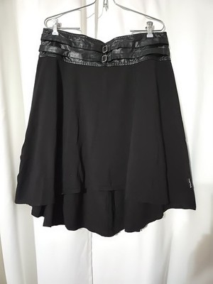 Tripp NYC Daang Goodman Black Goth Punk Skirt Buckle Strap Waist Asym HiLow XL