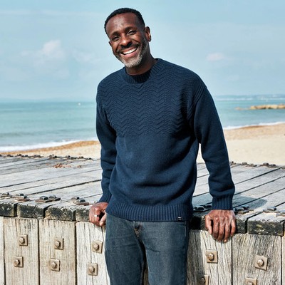 Finisterre + RNLI Sweater Polperro Mens Large Jumper Knit 100% Wool