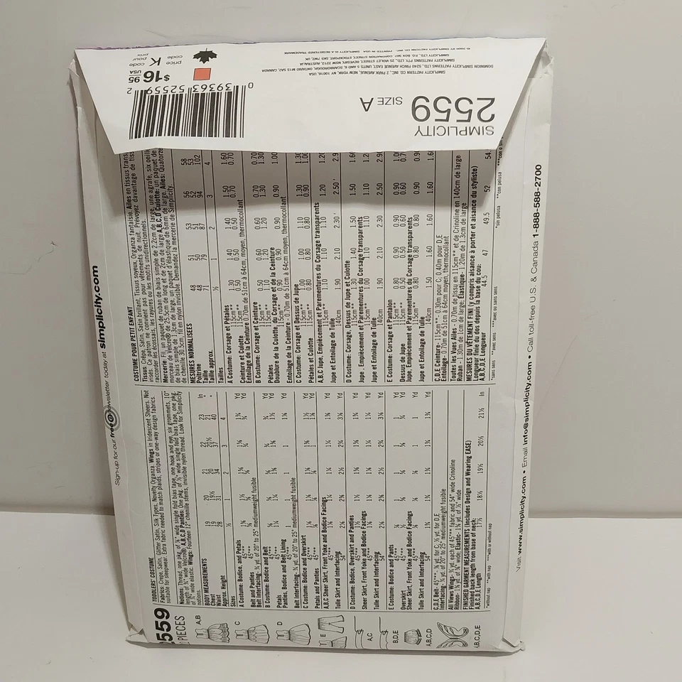 Simplicity 2559 Disney Fairies Pattern Size A 1/2, 1, 2, 3, 4 Halloween Costume - Image 2 of 4