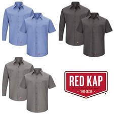 Red Kap Men's Work Shirt Mimix Button Up 2 Pocket Industrial Uniform Clothes