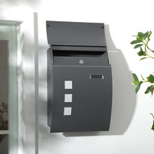 Wall Mounted Letter Box Weatherproof Post Box for Outside Wall Modern M Grey