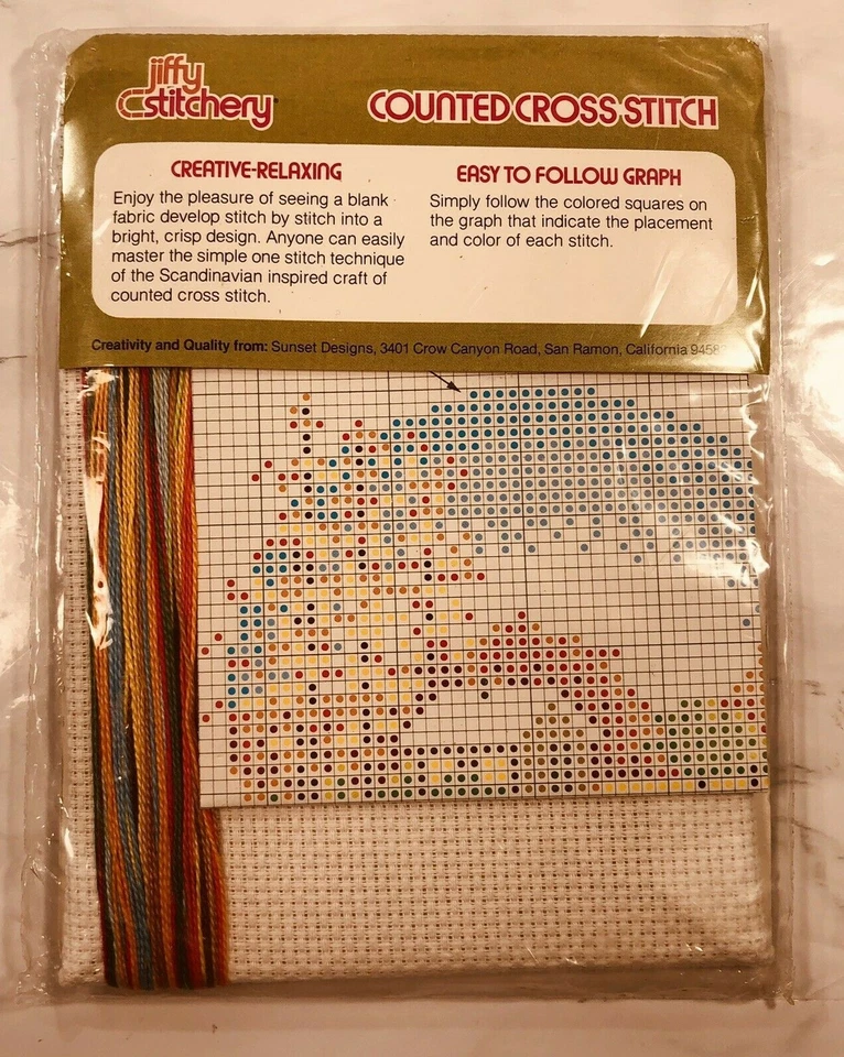 Kit de punto de cruz Jiffy Stitchery hojas de otoño diseños de puesta de sol #913 SELLADO de colección Foto 3 de 3
