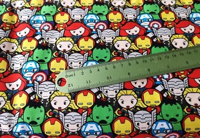CAMELOT FABRICS Mavel Kawaii Avengers Assemble 100% Cotton Print Fabric for Crafting Quilting