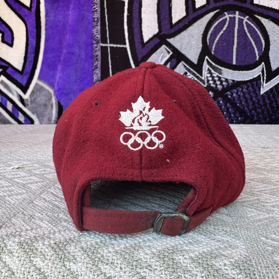Винтажная канадская шапка олимпийской команды с красным ремешком шерсть корней 2002 Y2K канадская - Изображение 4 из 4