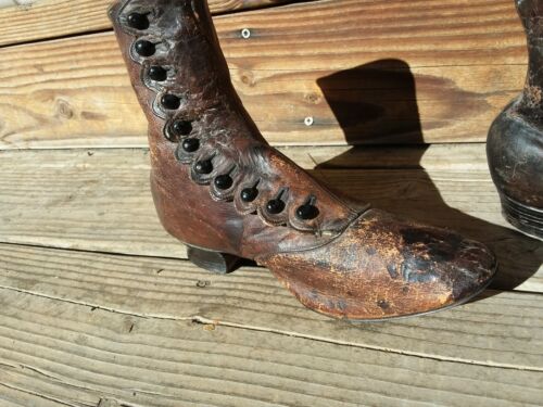 Antique 1800s Leather Victorian Button-Up Shoes CIVIL WAR ERA? Fashion Apparel - Picture 2 of 11