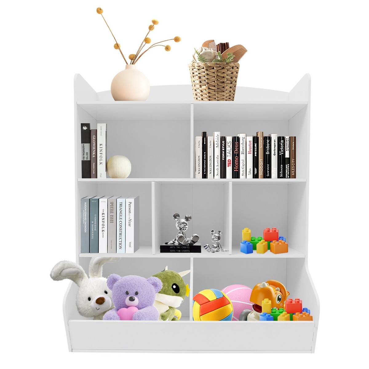 Bookshelf White Toy Box For Girls Kids Toy Storage Organizer, Kids