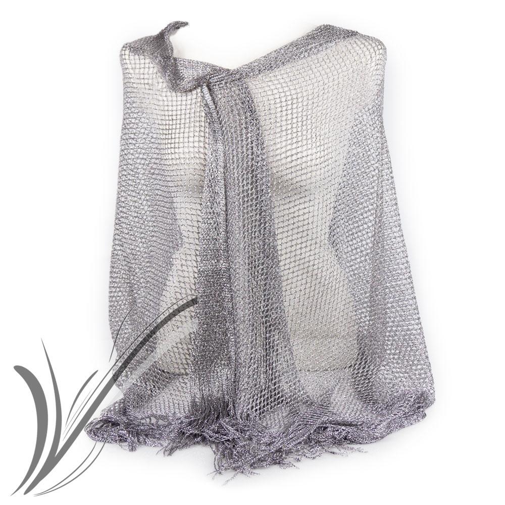 Stola argento rete cerimonia elegante coprispalle argentato