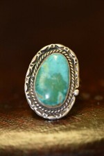 Sterling Silver Ring with Large Turquoise Stone