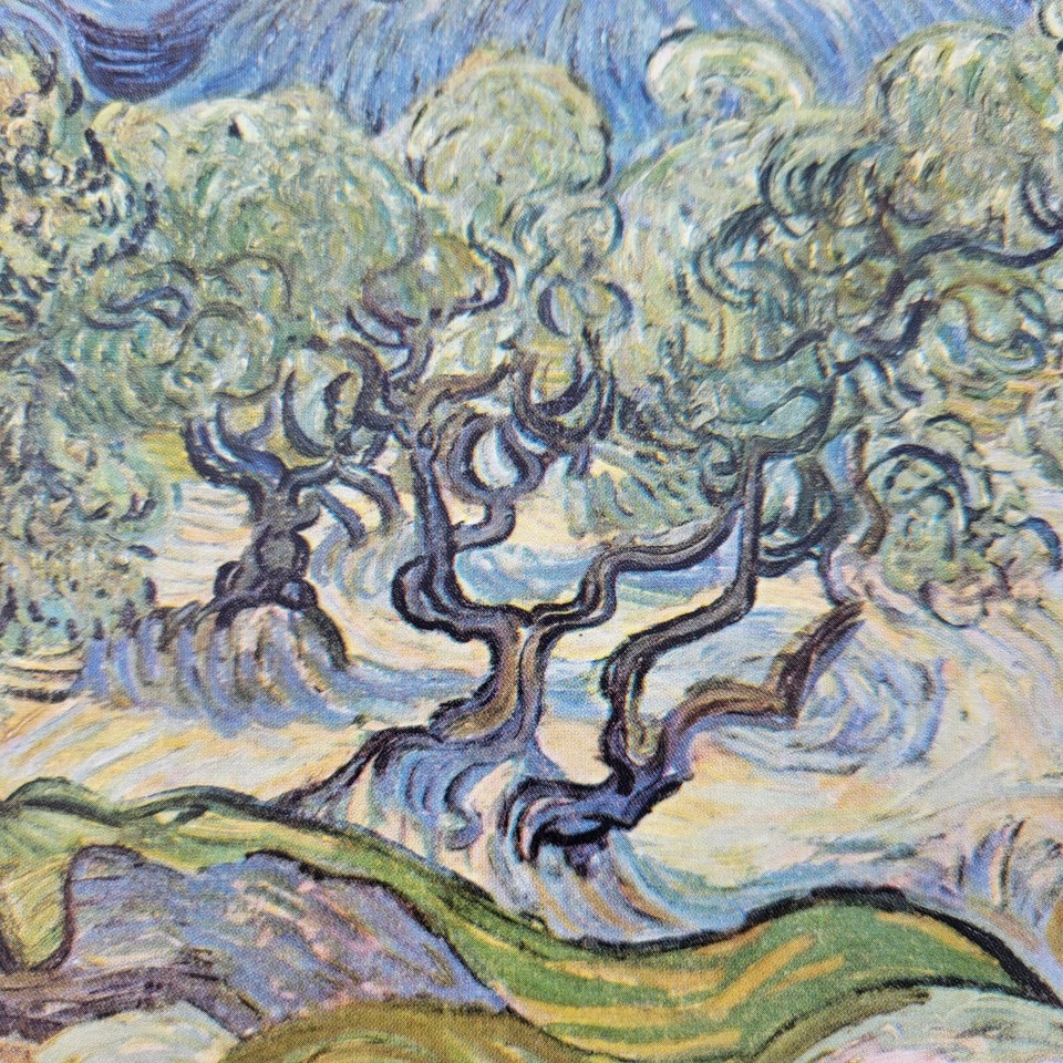 1952 Vintage Vincent Van Gogh Landscape with Olive Trees Art Print 8" x