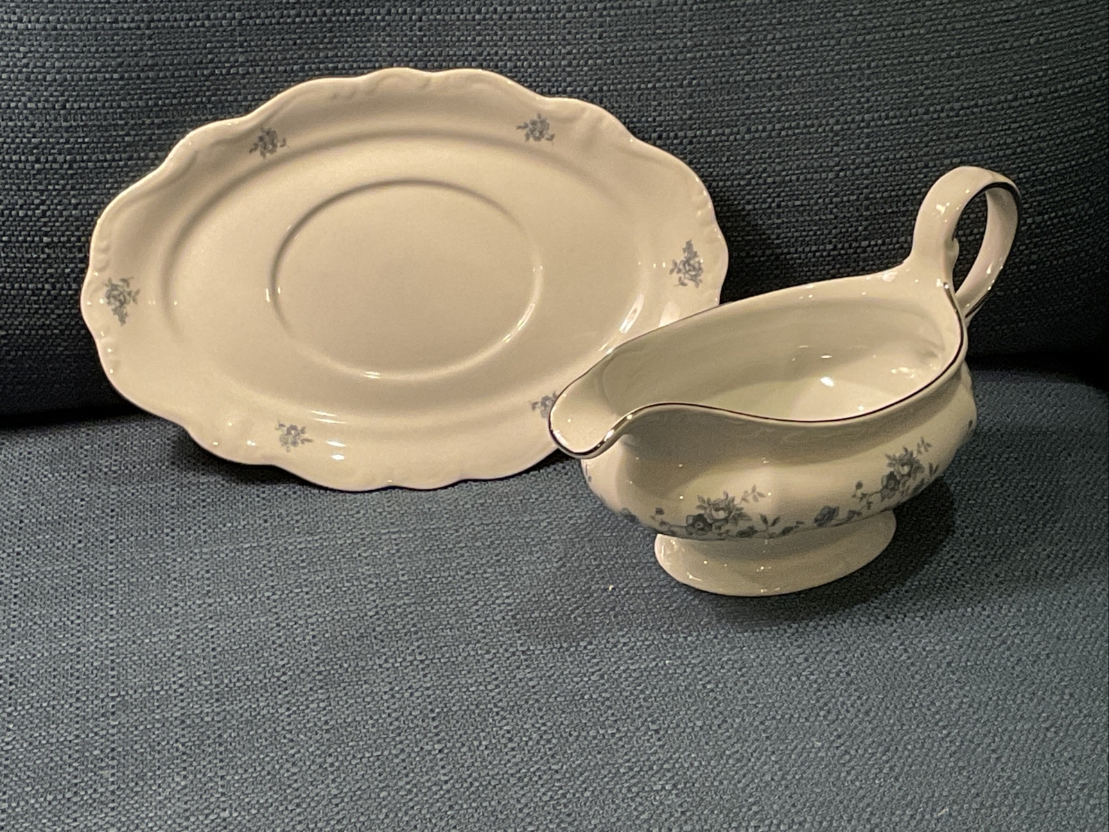 Blue Garland Johann Haviland China Gravy Boat & Plate Thailand eBay