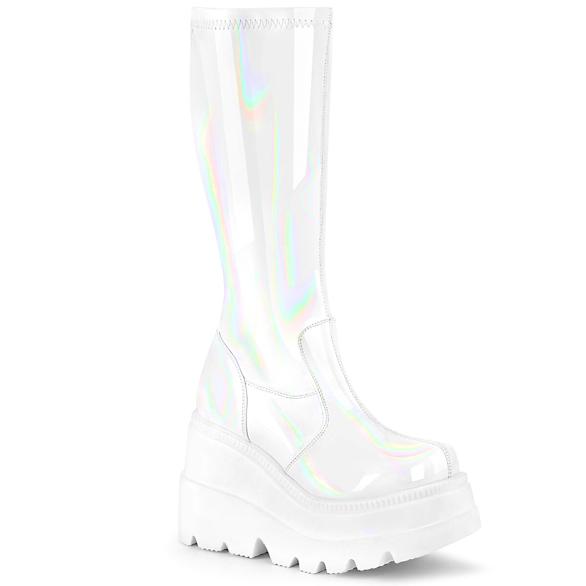 White Chunky Platform Womans Knee High Boots Spice Girls 90s Rave