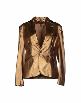 Women's Ralph Lauren Black Label Gold Leather Blazer Sportcoat Jacket New $2995