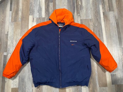Vintage Team Nike Y2K NFL Denver Broncos Hooded Puffer Jacket Coat Men’s  XXL