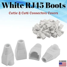 Cat5e Cat5 Cat6 RJ45 Boot End Cap White Connector Modular Head Plug Cable Lot