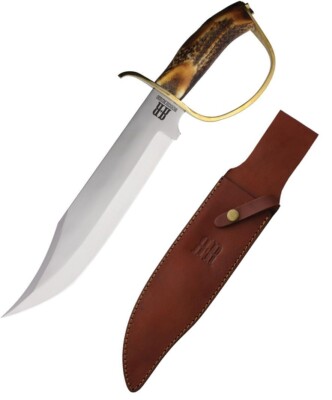 Rough Ryder Fixed Knife 10.5'' Satin Finish Stainless Blade Stag Bone Handle