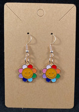 Color Petal Flower Earrings - Dangle - Gold Hook - Handmade