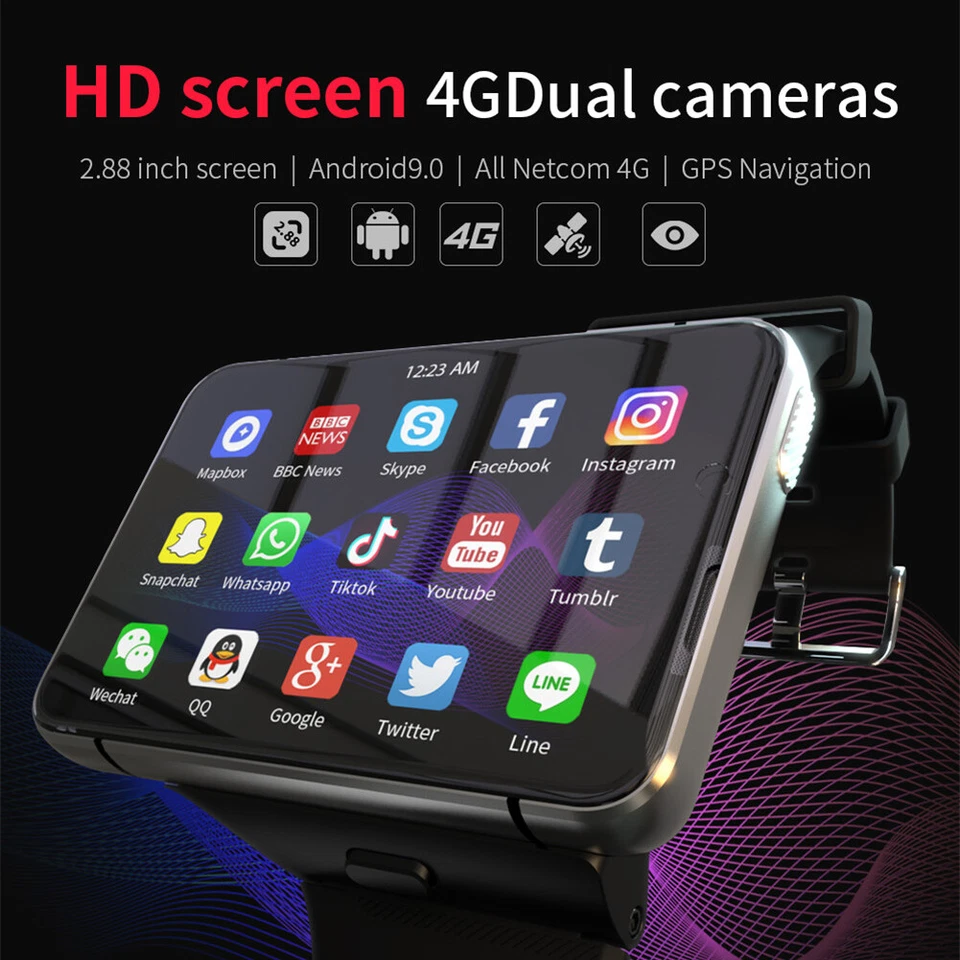 Reloj inteligente Wifi 4G para hombres desbloqueado cámara de llamadas videollamadas 4 GB + 64 GB para teléfonos Foto 2 de 4