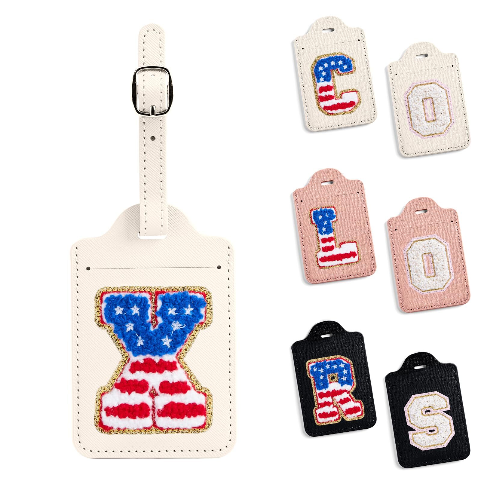 Personalized Initial Letter Luggage Tags for Suitcases,PU Leather Baggage Tag...