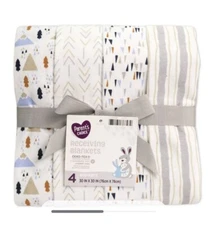 Parents choice 4 pk cotton flannel receiving blankets 30” x30"