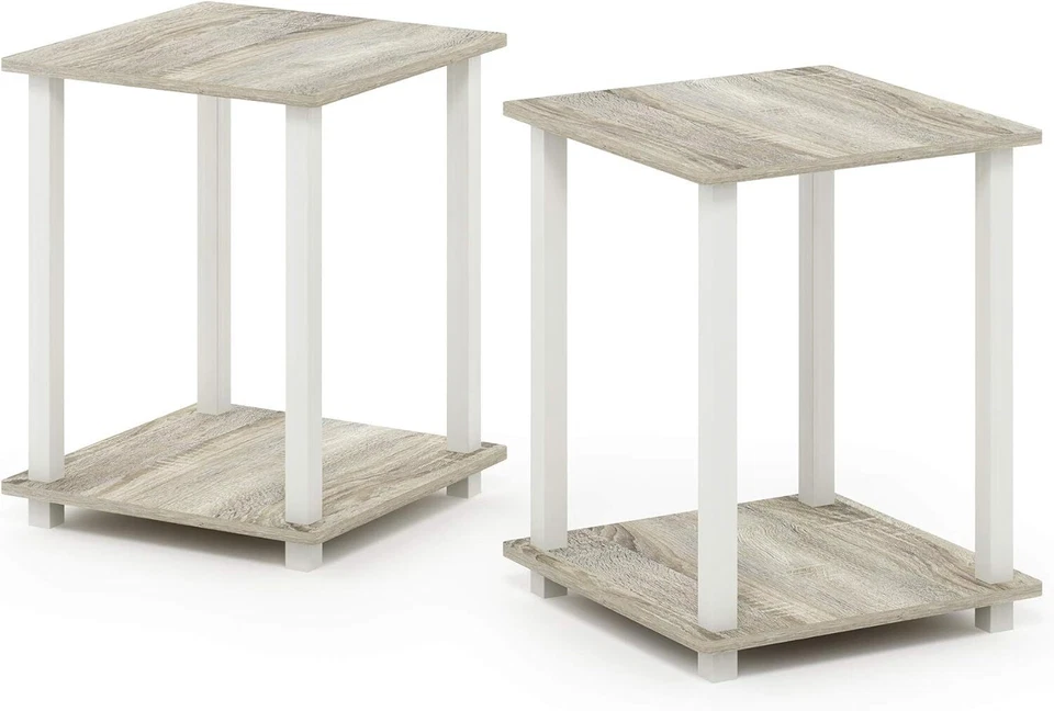 	Simplistic Set of 2 End Table for Small Spaces Home Decor Sonoma Oak/White	 - Image 4 of 4