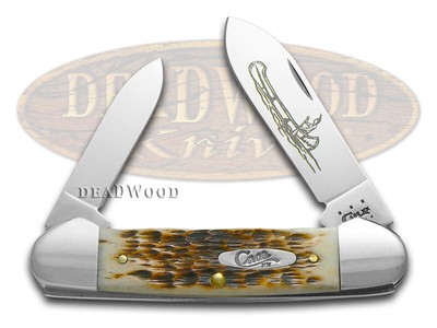 Case xx Knives Canoe Jigged Amber Bone Native American CS Pocket Knife 00263