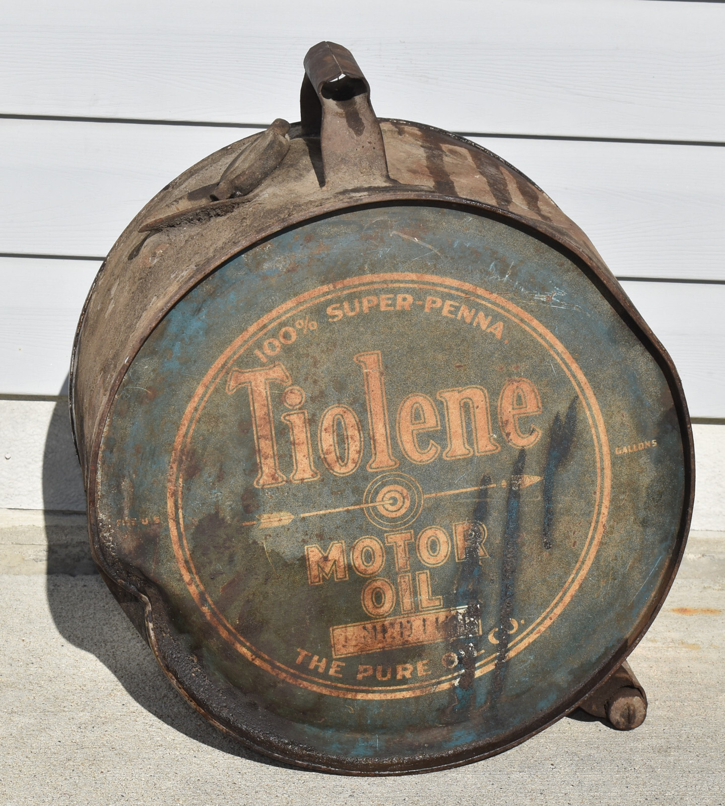 Vintage 5 Gallon Pure Tiolene Motor Oil Advertising Gas Station Rocker ...