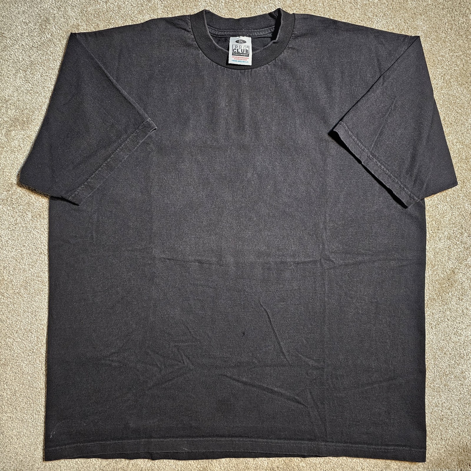 Vintage 90s Y2k  Pro Club Heavy Blank Black T-shirt Mens 2XL Faded Sleeze Skate