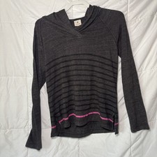 Sundry Hoodie Gray Black Stripes Pink Sz 1 Loungewear Soft Cozy