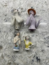 4 VINTAGE PORCELAIN GERMAN HALF DOLLS