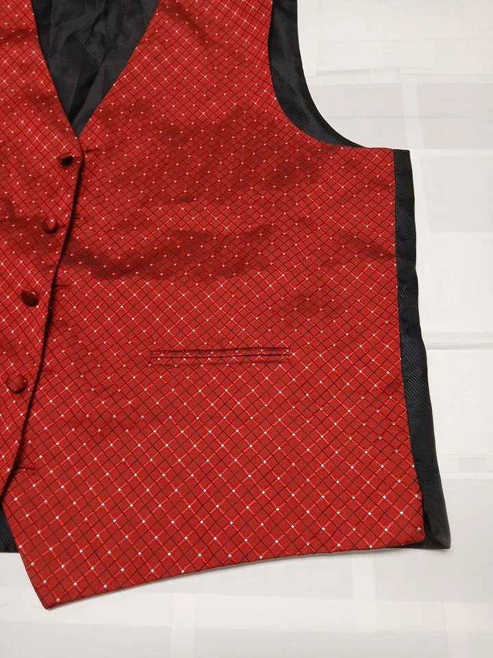 Baronshire Red & Black Formal Vest XL Wedding Prom Tuxedo - Image 4 of 4