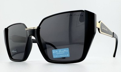 RITA BRADLEY RB8205 Women Polarized Sunglasses Black Gold Frame Oversized UV400