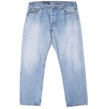 VINTAGE LEVIS 501 INDIGO LIGHT BLUE WASH JEANS 1990S SIZE 39X30 MADE IN USA