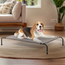 50" Cooling Elevated Dog Bed with Metal Frame Indoor Outdoor Raised Pet Bed Cot