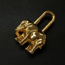 EGA HERMES Gold Tone Cadena Elephant 31g Padlock Charm /ZA0299
