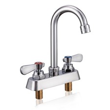 Utility Sink Faucet 4" Deck Mount Brass Commercial Faucet with 3-1/2" Goosene...