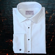 Thomas Pink Evening Shirt 17.5 Marcella Tuxedo Set Studs Cufflinks Bow Tie