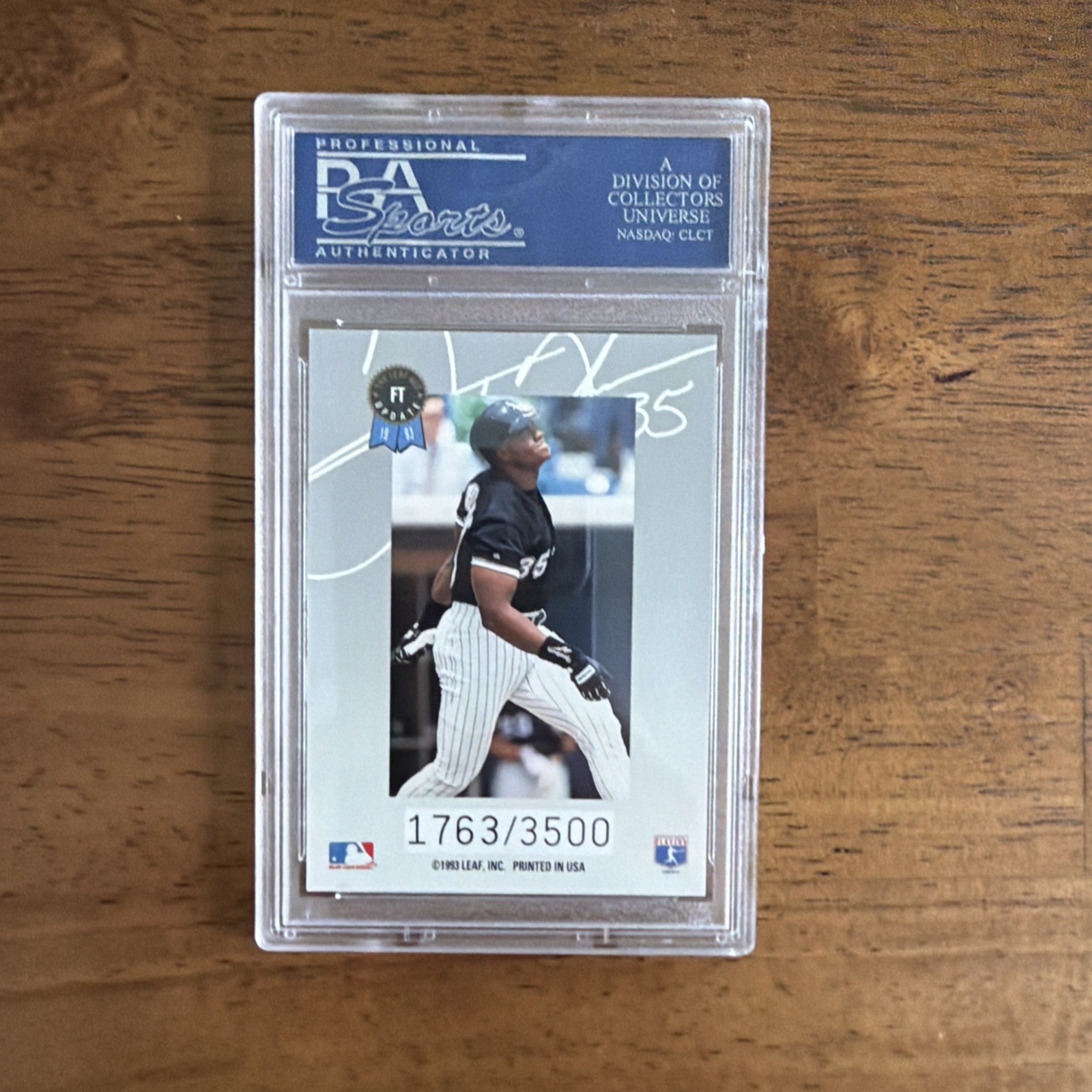 1993 Leaf Update Frank Thomas PSA 9 MINT BOLD BLUE AUTO /3500 Autograph view 2