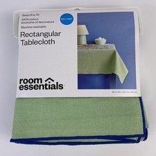 Room Essentials Green Rectangular Tablecloth 60 x 104 Cotton Seats 8  10