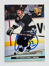 Charlie Huddy LA Kings Autographed 1992-93 Fleer Ultra Hockey NHL Card #308 COA