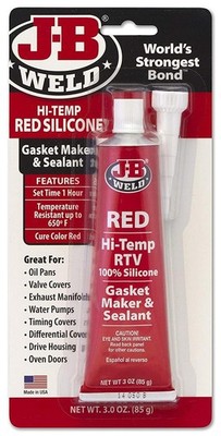JB Weld High Temperature Temp Red RTV Silicone Gasket Maker & Sealant - 3 Oz.