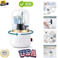 Toothbrush Holders with Cover for Bathrooms, 360  Rotating 7-Slot Draining Wa...